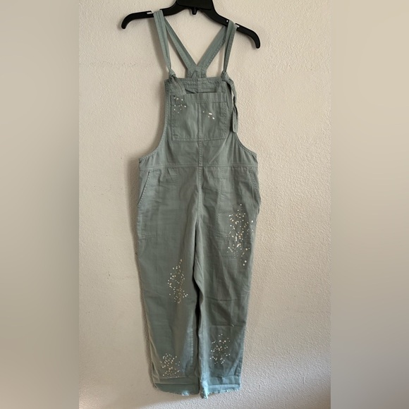 Aerie Women's Werk Play Twill Pain Splatter Green Overalls XS - Picture 5 of 16